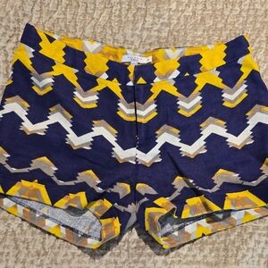 Calypso St. Barth Blue and Yellow Chevron Linen Shorts Size 4